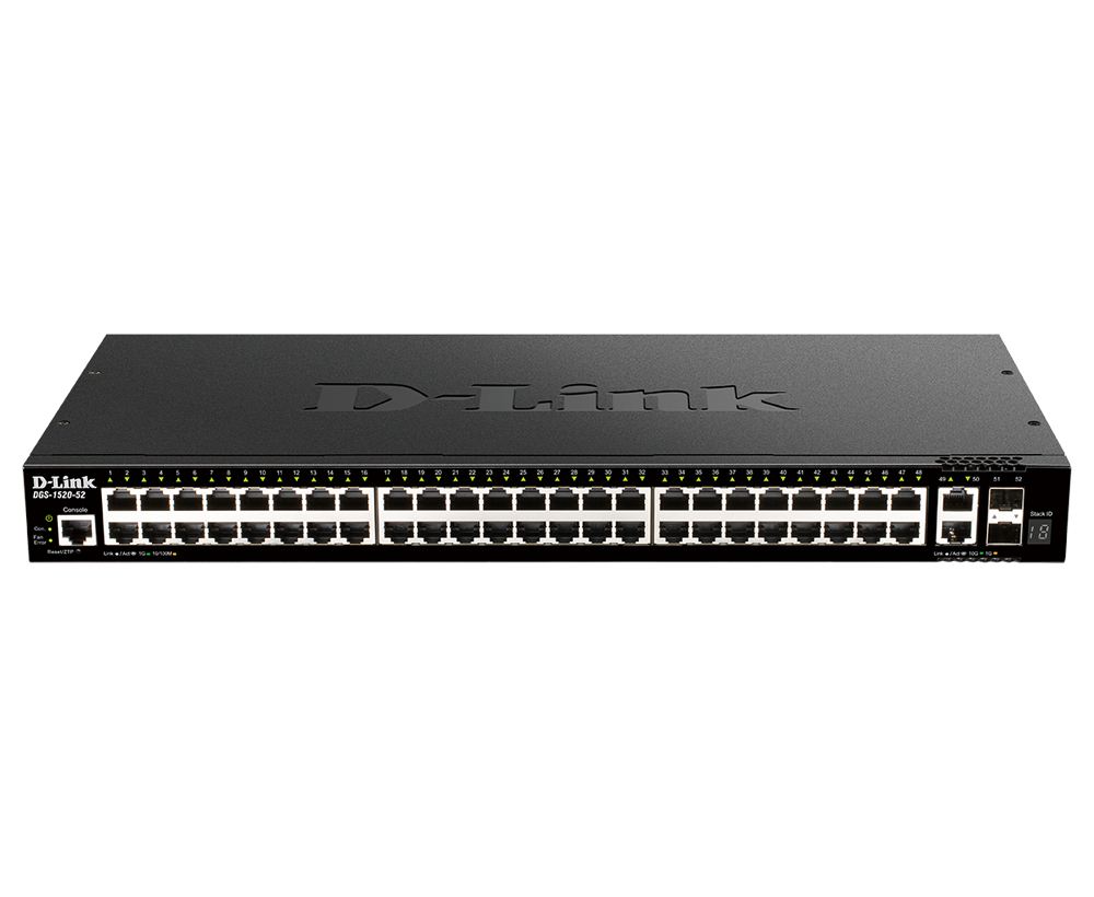 D-Link PROJ Управляемый L3 стекируемый коммутатор, 48x1000Base-T, 2x10GBase-T, 2x10GBase-X SFP+, CLI, порт управления 1000Base-T, консольный порт RJ-45