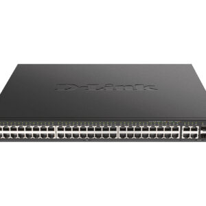 D-Link PROJ Управляемый L2 PoE-коммутатор, 48x1000Base-T PoE, 4xCombo 1000Base-T/SFP, PoE-бюджет 370 Вт, защита от статического электричества до 6 кВ, CLI