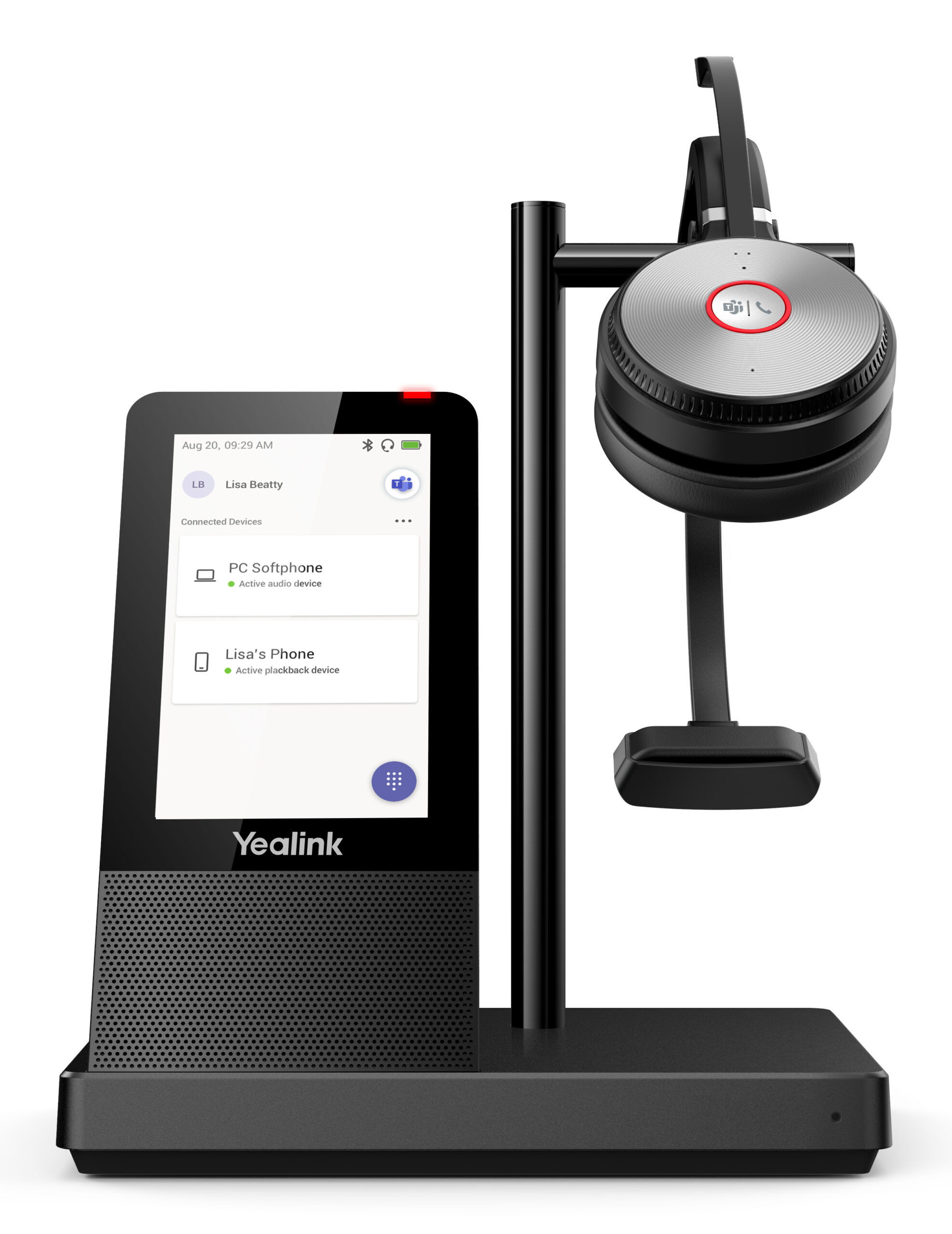 YEALINK WH66 Mono Teams Моно, Беспроводная, HD звук, 160м DECT, Шумоподав, Дисплей 4'', USB-хаб, Bluetooth, шт