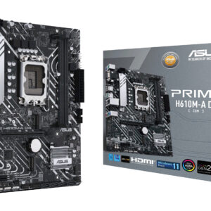 ASUS PRIME H610M-A D4-CSM, LGA1700, H610, 2*DDR4, 4*SATA, 2*M.2, 2*USB 3.2, 4*USB 2.0, 1*PCIx16, 1*PCIx1, HDMI+DP+D-Sub, mATX; 90MB19P0-M0EAYC