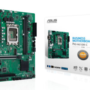 ASUS PRO H610M-C-CSM, LGA1700, H610, 2*DDR5, 4*SATA, 1*M.2, 2*USB 3.2, 2*USB 2.0, 1*COM port, 1*PCIx16, 2*PCIx1, DP+HDMI+VGA, mATX; 90MB1AT0-M0EAYC